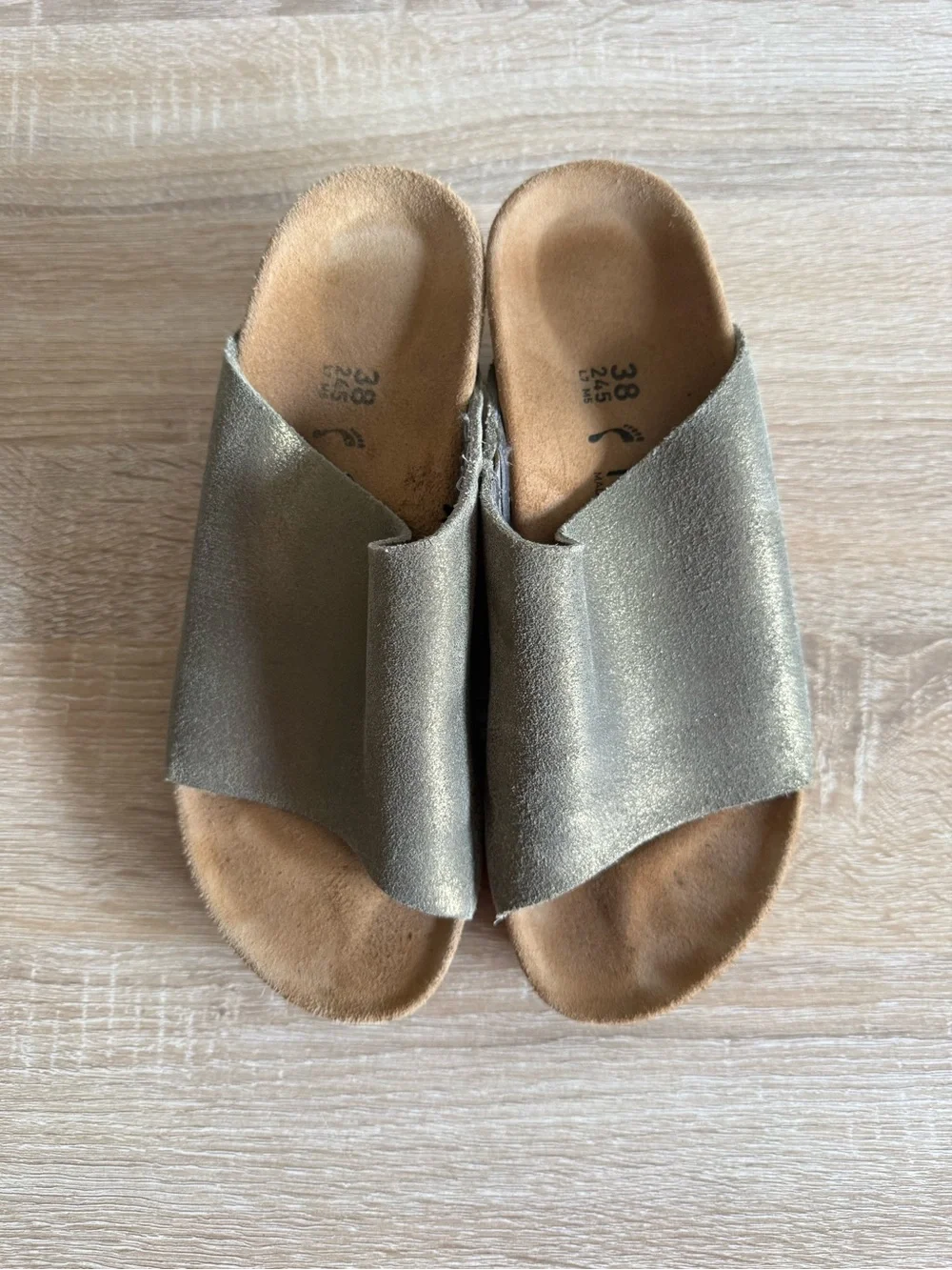 Birkenstock Papillio Namica Washed Metallic Wedge Slide Sandals Sz 38/7-7.5